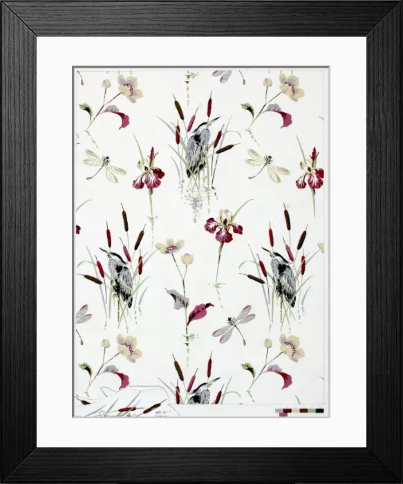 Framed Print : Design for textile with flowers, birds and insects Framed Print : Design for textile with flowers, birds and insects