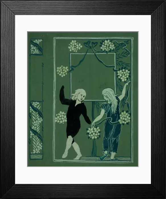 Framed Print : Design for book cover, girl and boy dancing Framed Print : Design for book cover, girl and boy dancing