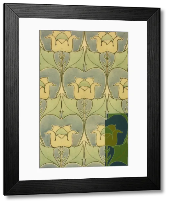 Framed Print : Design for wallpaper with stylised flowers