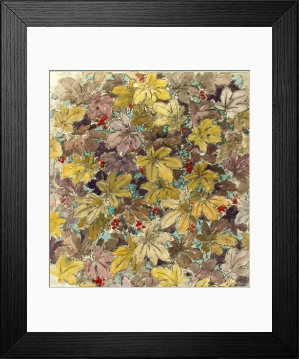 Framed Print : Design for wallpaper with leaves and berries Framed Print : Design for wallpaper with leaves and berries