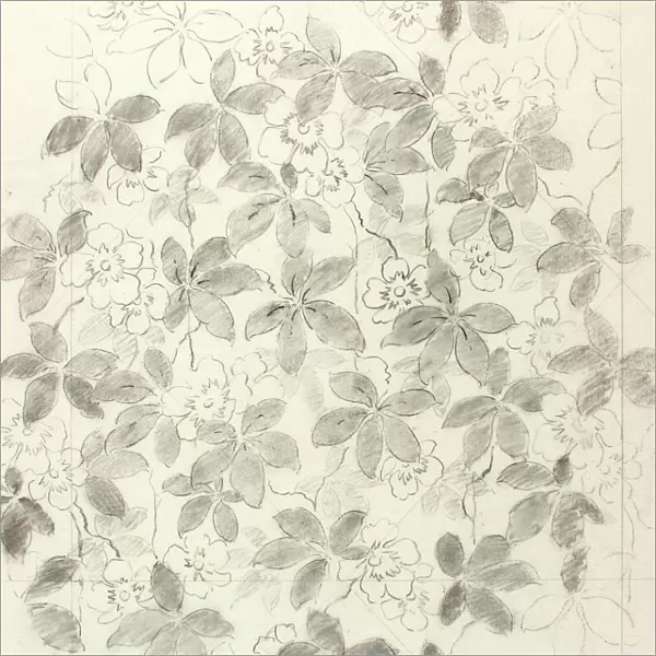 Design for wallpaper with leaves and flowers