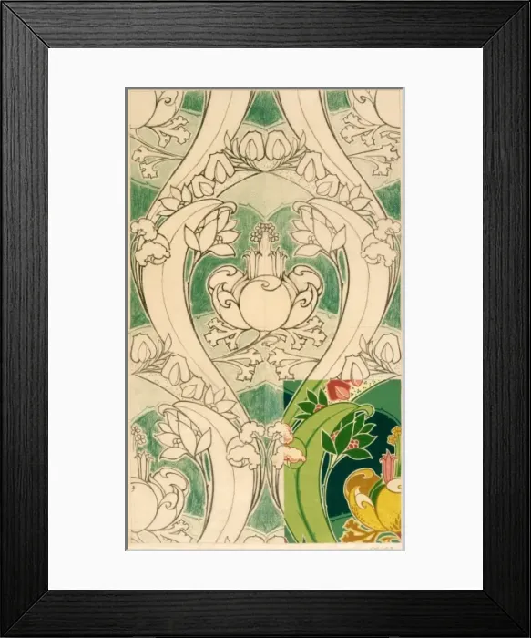 Framed Print : Design for printed textile with stylised flowers Framed Print : Design for printed textile with stylised flowers