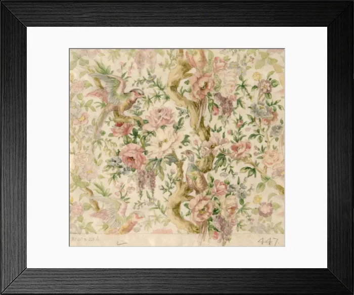 Framed Print : Design for cretonne with birds and flowers Framed Print : Design for cretonne with birds and flowers