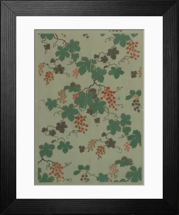 Framed Print : Design for Wallpaper with leaves and berries Framed Print : Design for Wallpaper with leaves and berries