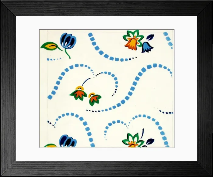 Framed Print : Design for Woven Textile with small flowers Framed Print : Design for Woven Textile with small flowers