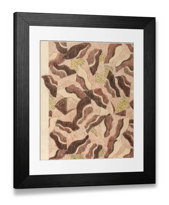 Framed Print : Design for Woven Textile in brown and beige Framed Print : Design for Woven Textile in brown and beige