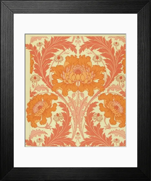Framed Print : Design for Wallpaper in orange and pink Framed Print : Design for Wallpaper in orange and pink