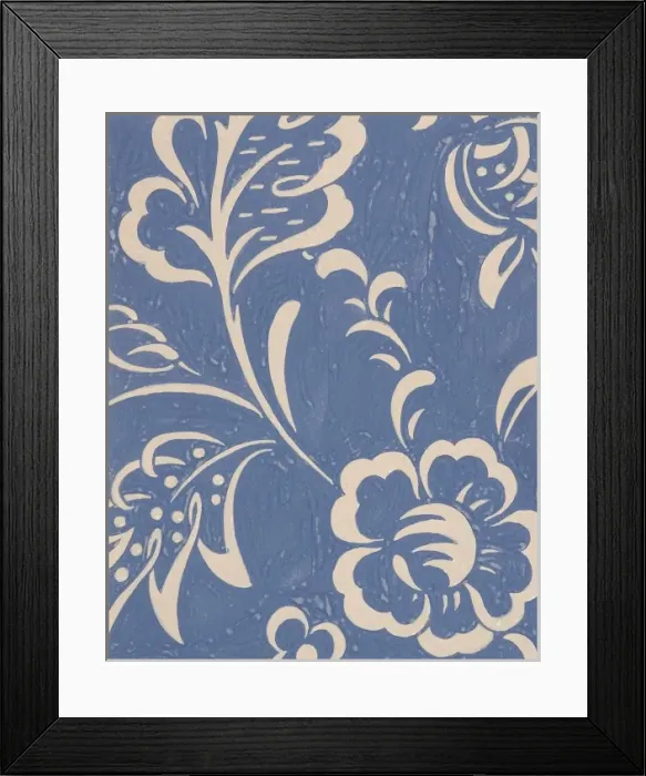 Framed Print : Design for Woven Textile in blue and white Framed Print : Design for Woven Textile in blue and white