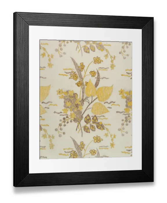 Framed Print : Design for Woven Textile in yellow and grey Framed Print : Design for Woven Textile in yellow and grey