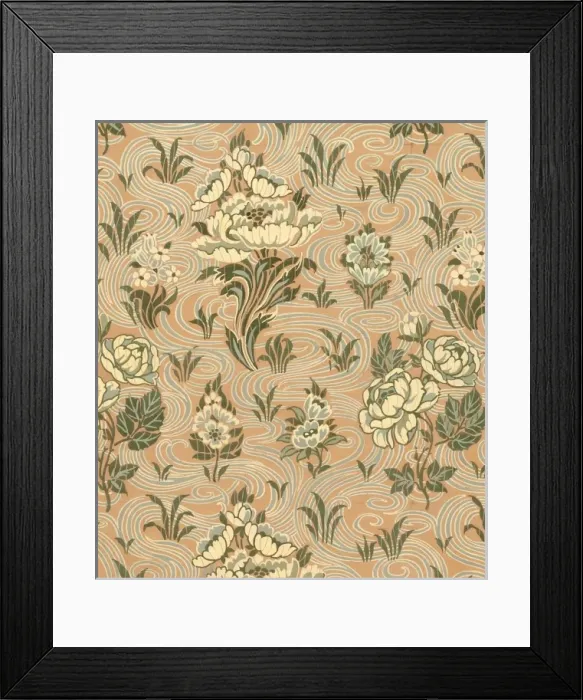 Framed Print : Design for Woven Textile with flowers Framed Print : Design for Woven Textile with flowers
