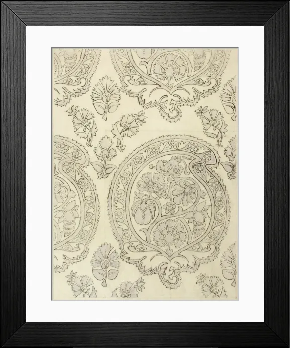 Framed Print : Design for Woven Textile in grey Framed Print : Design for Woven Textile in grey