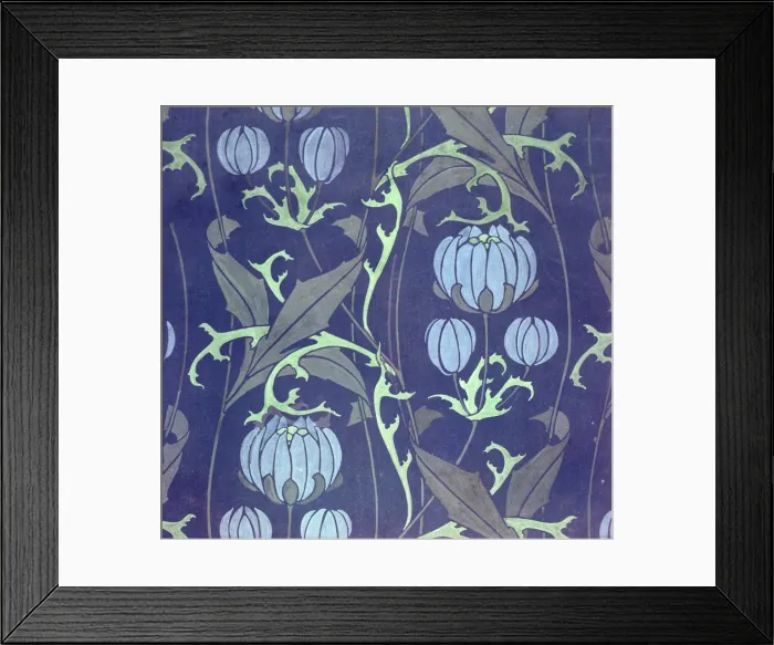 Framed Print : Design for Wallpaper in blue, purple, green and grey Framed Print : Design for Wallpaper in blue, purple, green and grey