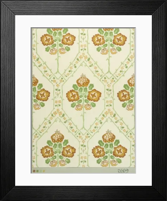 Framed Print : Design for Wallpaper with flowers