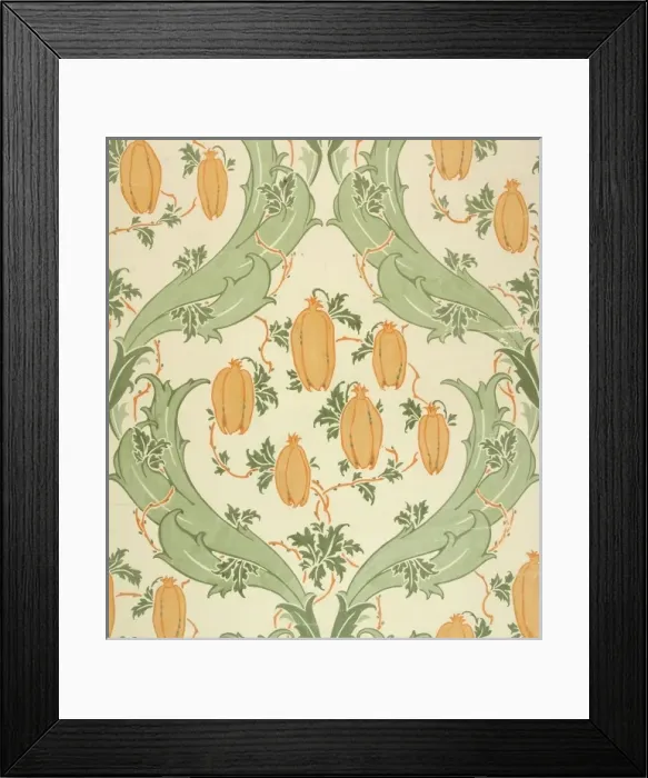 Framed Print : Design for Wallpaper in green and orange Framed Print : Design for Wallpaper in green and orange