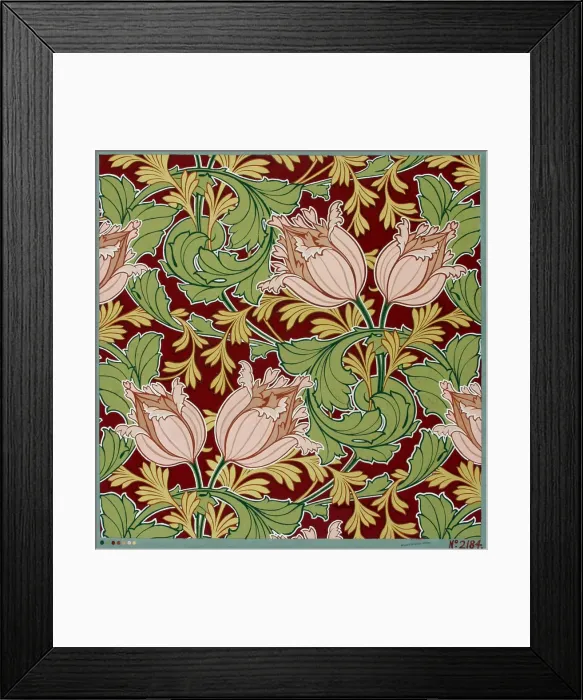 Framed Print : Design for Printed Textile in pink and green Framed Print : Design for Printed Textile in pink and green