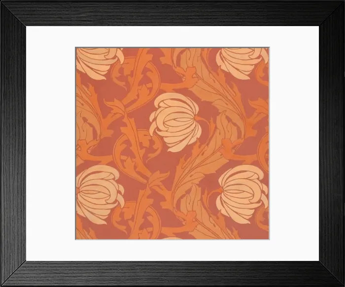 Framed Print : Design for Wallpaper in orange and pink Framed Print : Design for Wallpaper in orange and pink