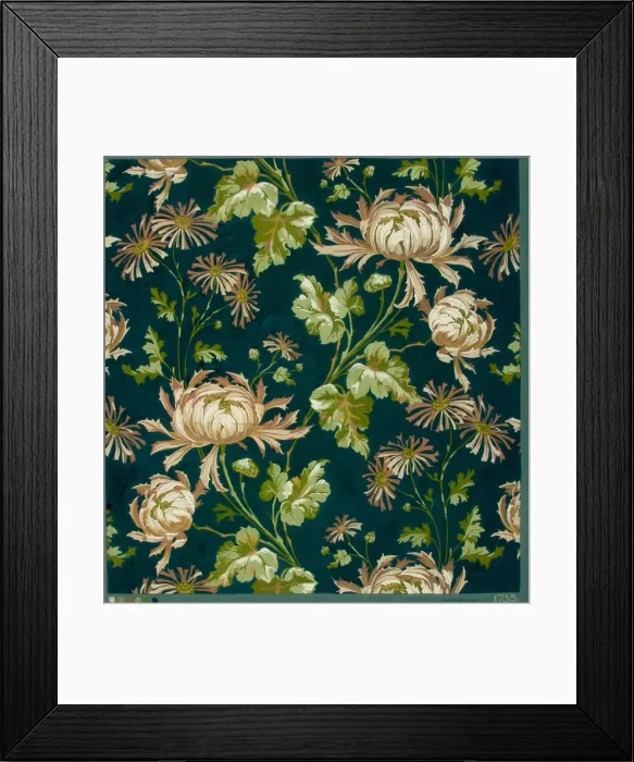 Framed Print : Design for Printed Textile in brown, green and black Framed Print : Design for Printed Textile in brown, green and black