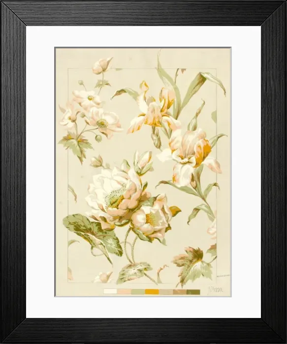 Framed Print : Design for Wallpaper with orange flowers Framed Print : Design for Wallpaper with orange flowers