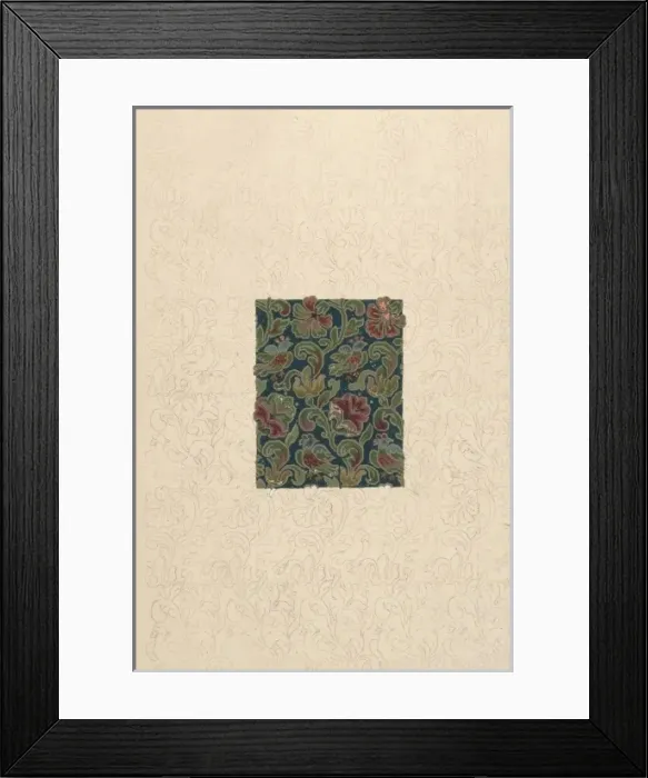 Framed Print : Design for Woven Textile with flowers and leaves Framed Print : Design for Woven Textile with flowers and leaves
