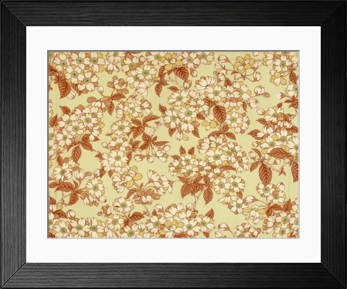 Framed Print : Design for Wallpaper in white, brown and green Framed Print : Design for Wallpaper in white, brown and green
