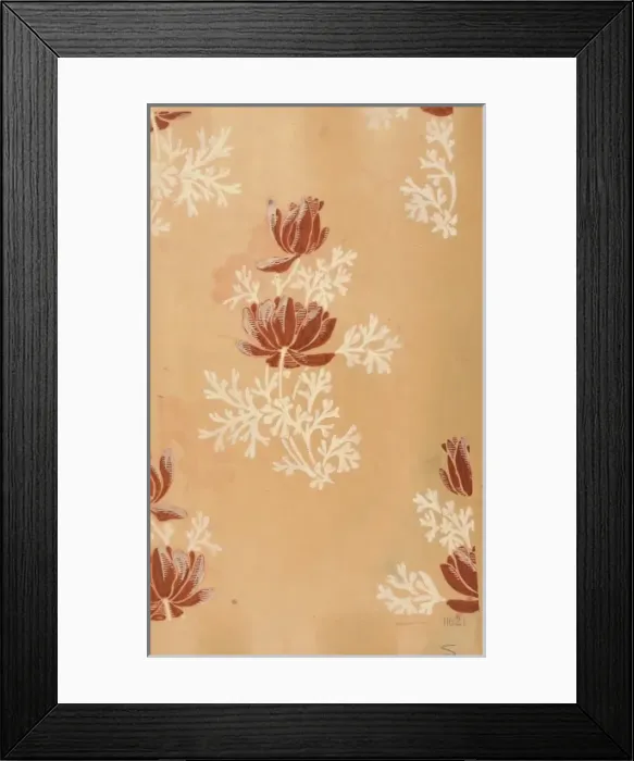 Framed Print : Design for Woven Textile in brown and beige Framed Print : Design for Woven Textile in brown and beige