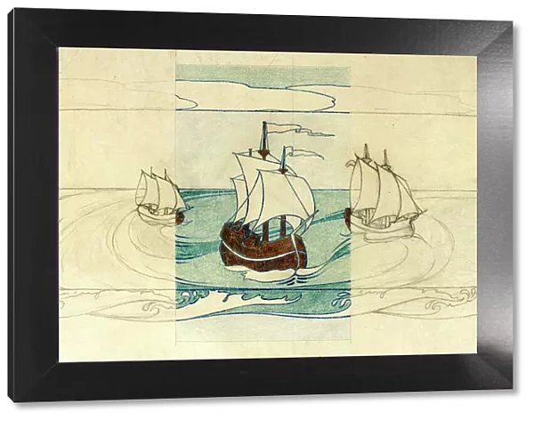 Design for Frieze (Wallpaper) with sailing ships