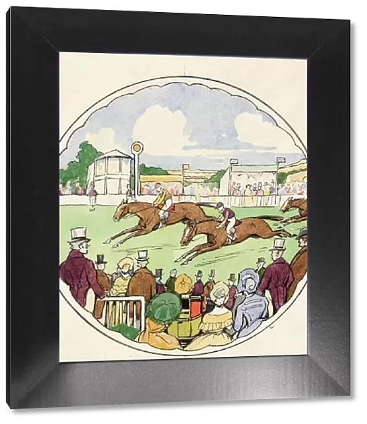Design for Silk Scarf or Tie with horseracing scene