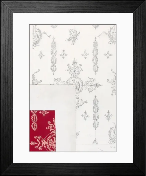 Framed Print : Design for Woven Textile in red and pink Framed Print : Design for Woven Textile in red and pink