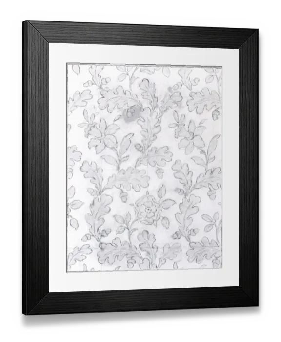Framed Print : Design for Woven Textile with leaves and flowers Framed Print : Design for Woven Textile with leaves and flowers
