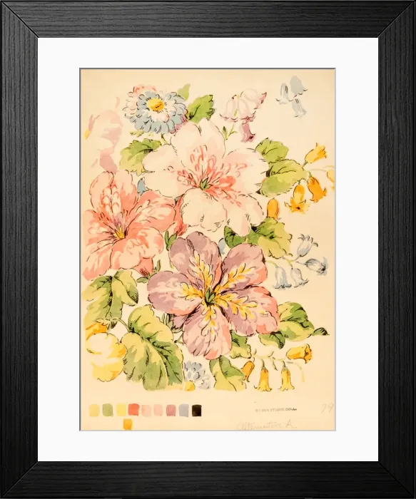 Framed Print : Design for Printed Textile with flowers Framed Print : Design for Printed Textile with flowers