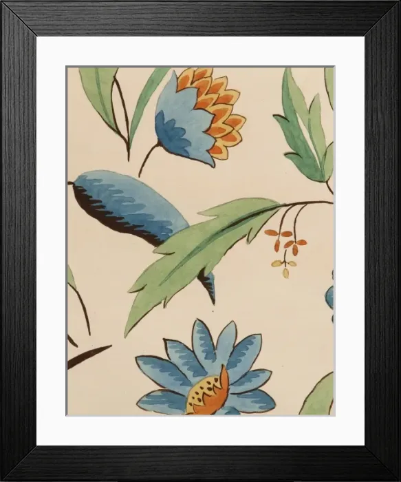Framed Print : Design for Woven Textile with flowers Framed Print : Design for Woven Textile with flowers