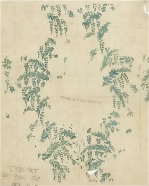 Design for Textile or Wallpaper with green leaves