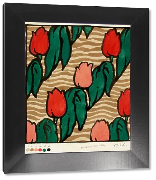 Design for Textile with rows of tulips