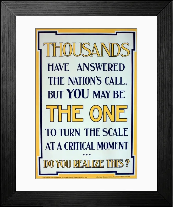 Framed Print : WWI Poster, Thousands have answered the nations call Framed Print : WWI Poster, Thousands have answered the nations call