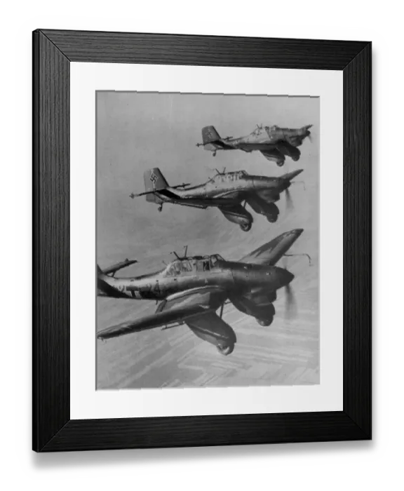 Framed Print : Three Junkers Ju87A Stukas in flight Framed Print : Three Junkers Ju87A Stukas in flight