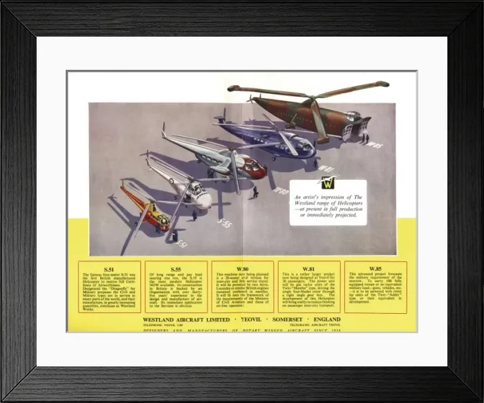 Framed Print : Westland Helicopters brochure Framed Print : Westland Helicopters brochure