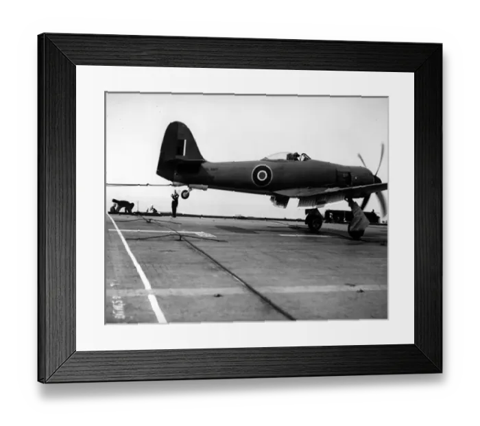 Framed Print : An early Hawker Sea Fury X TF898 during sea trials aboard Framed Print : An early Hawker Sea Fury X TF898 during sea trials aboard