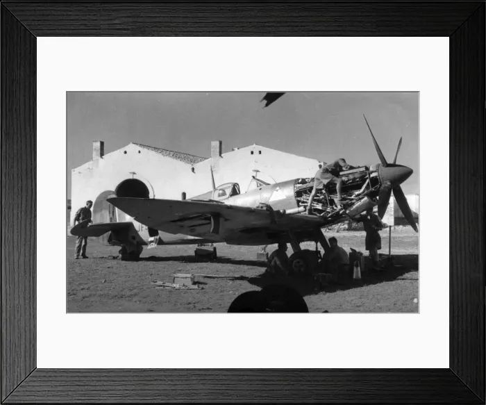 Framed Print : Supermarine Spitfire of the Desert Air Force being serviced Framed Print : Supermarine Spitfire of the Desert Air Force being serviced
