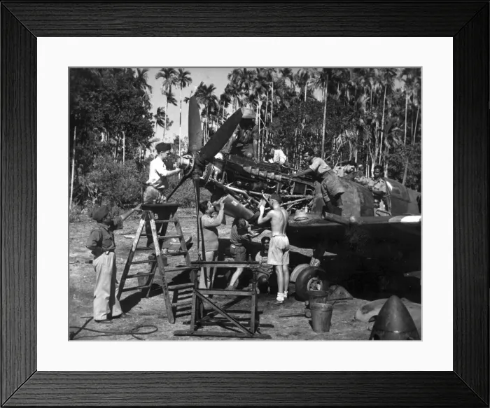 Framed Print : Indian and British airmen service a Supermarine Spitfire Framed Print : Indian and British airmen service a Supermarine Spitfire