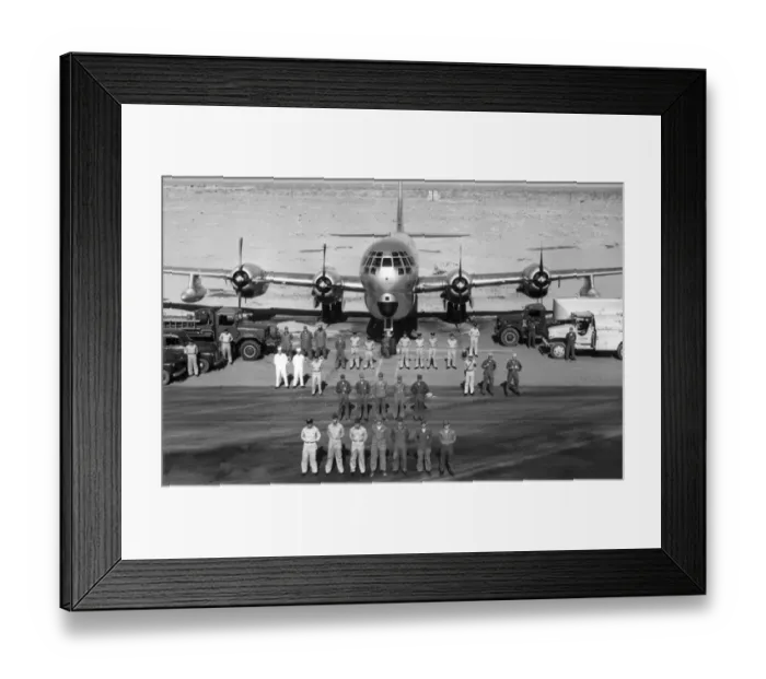 Framed Print : A Boeing C-97 poses with its groundcrew Framed Print : A Boeing C-97 poses with its groundcrew
