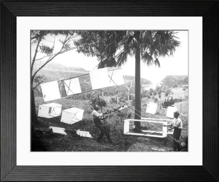Framed Print : Lawrence Hargrave and James Swaine experimenting Framed Print : Lawrence Hargrave and James Swaine experimenting