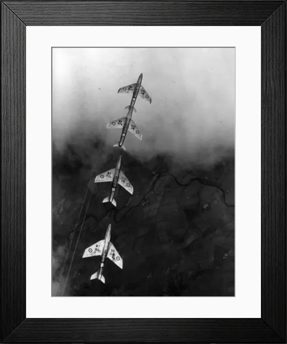 Framed Print : Four Hawker Hunter 4s perform aerobatics Framed Print : Four Hawker Hunter 4s perform aerobatics