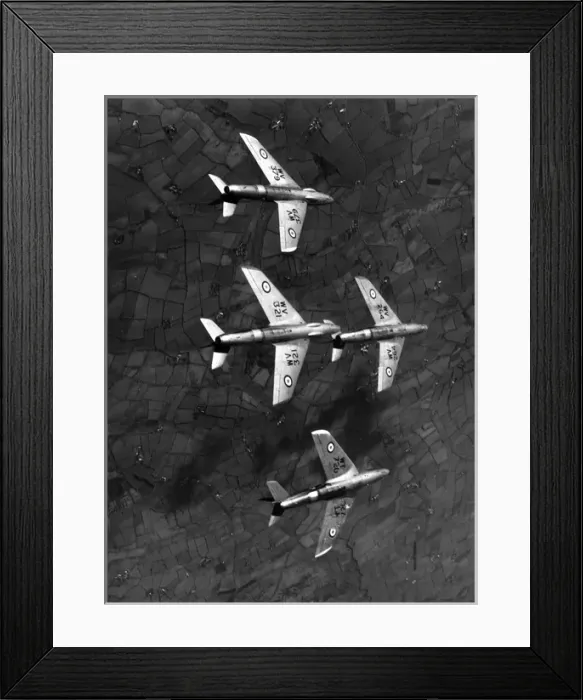 Framed Print : Four Hawker Hunter 4s perform aerobatics Framed Print : Four Hawker Hunter 4s perform aerobatics