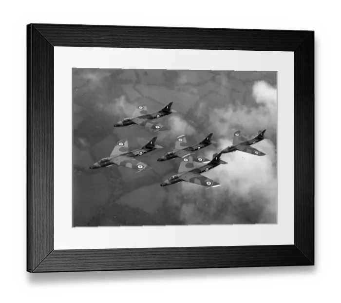 Framed Print : Five Hawker Hunters in formation Framed Print : Five Hawker Hunters in formation