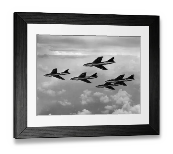 Framed Print : Five Hawker Hunter 4s in formation Framed Print : Five Hawker Hunter 4s in formation