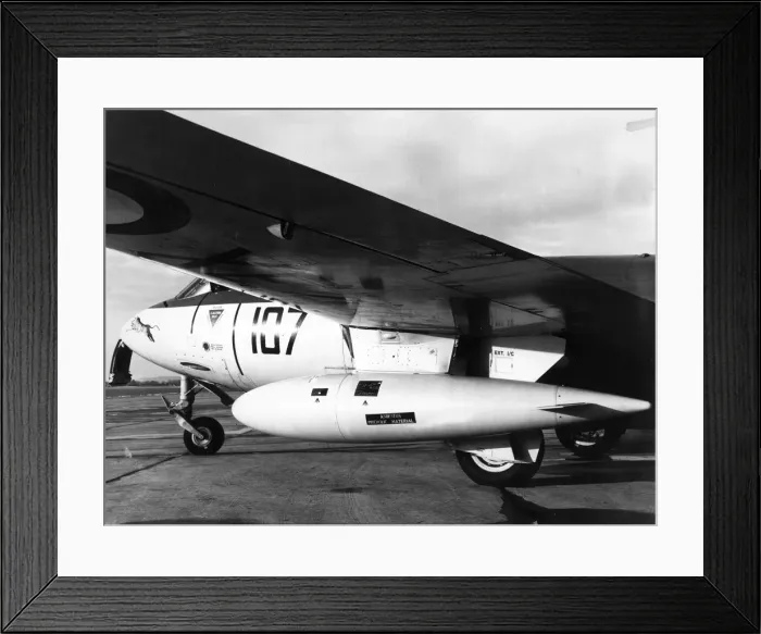 Framed Print : A 75-gallon drop tank under a Hawker Sea Hawk Framed Print : A 75-gallon drop tank under a Hawker Sea Hawk