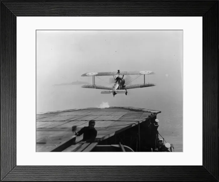Framed Print : A Sopwith 2F1 Camel takes-off from HMS Pegasus Framed Print : A Sopwith 2F1 Camel takes-off from HMS Pegasus