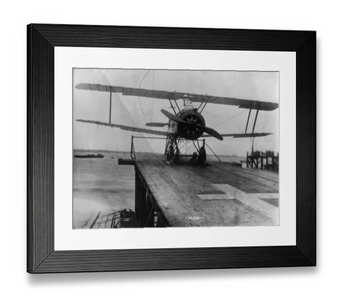 Framed Print : A much modified Sopwith F1 Camel on a lighter Framed Print : A much modified Sopwith F1 Camel on a lighter