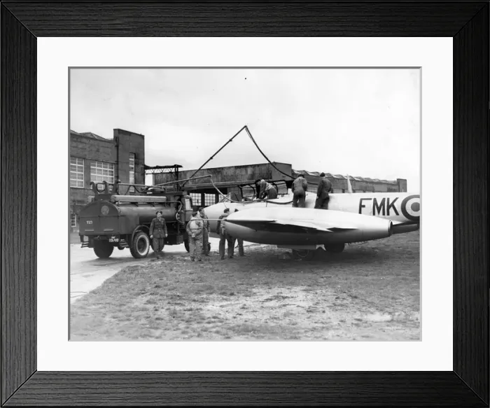 Framed Print : A Gloster Meteor T7 is refuelled