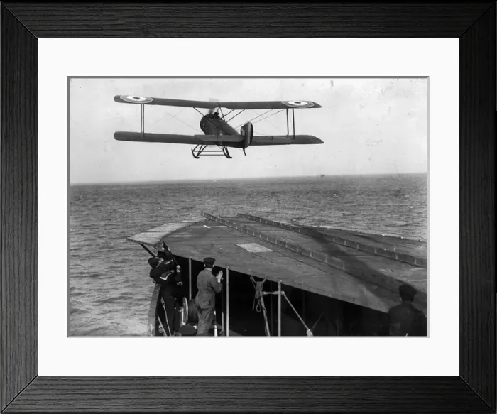 Framed Print : A skid-equipped Sopwith 1 1 / 2 Strutter takes-off from a ship Framed Print : A skid-equipped Sopwith 1 1 / 2 Strutter takes-off from a ship